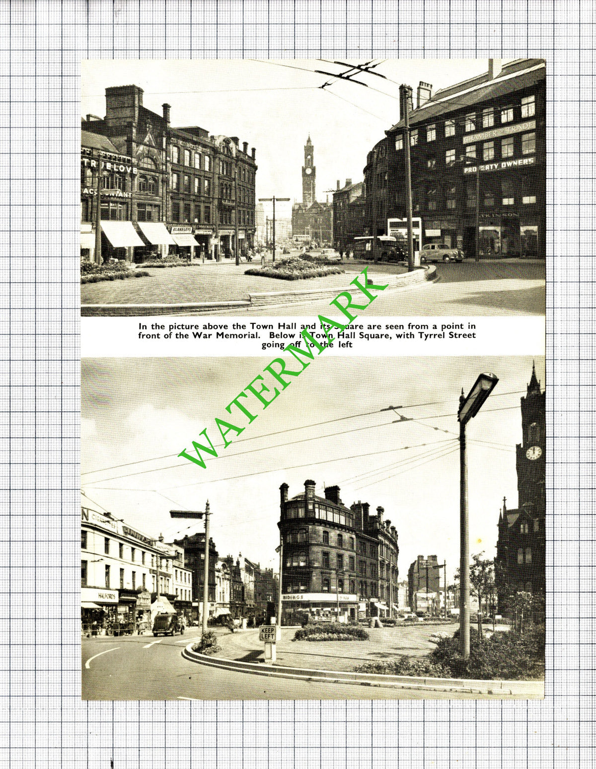 Bradford Yorkshire  Town Hall Square Ridings - 1957 Cutting / Print
