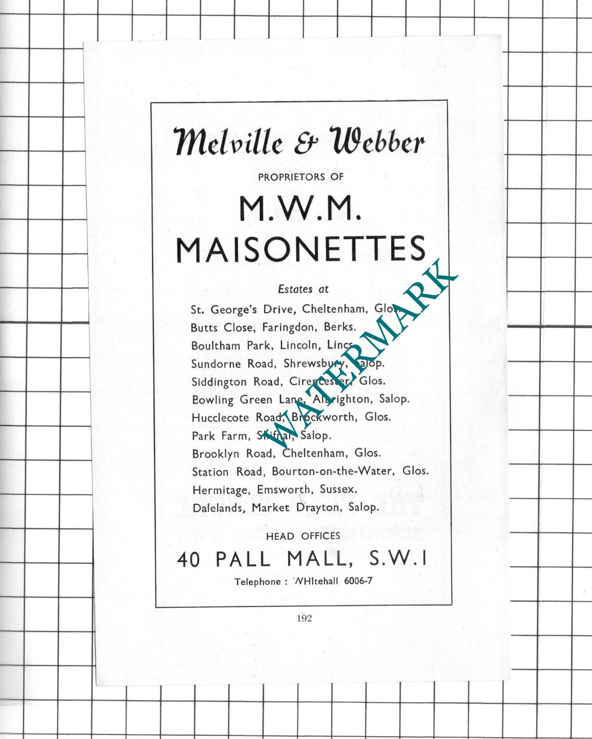 Melville & Webber  MWM Maisonettes London  - 1939 Small Advert