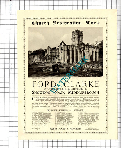 Northern Motor Utilities York Lion Bus / Ford Clarke Middlesbrough - 1928 Advert
