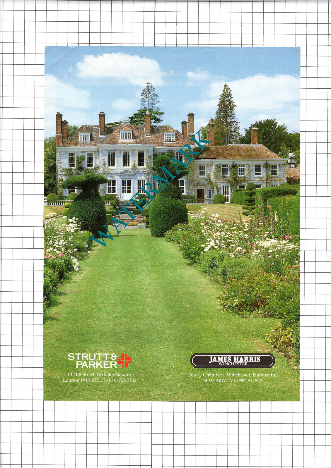 Shawford Park Hampshire House Sale Advert  - 1989 Two-Part Clipping