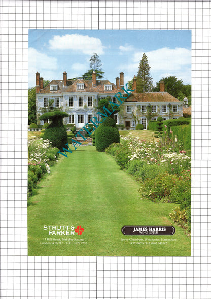 Shawford Park Hampshire House Sale Advert  - 1989 Two-Part Clipping