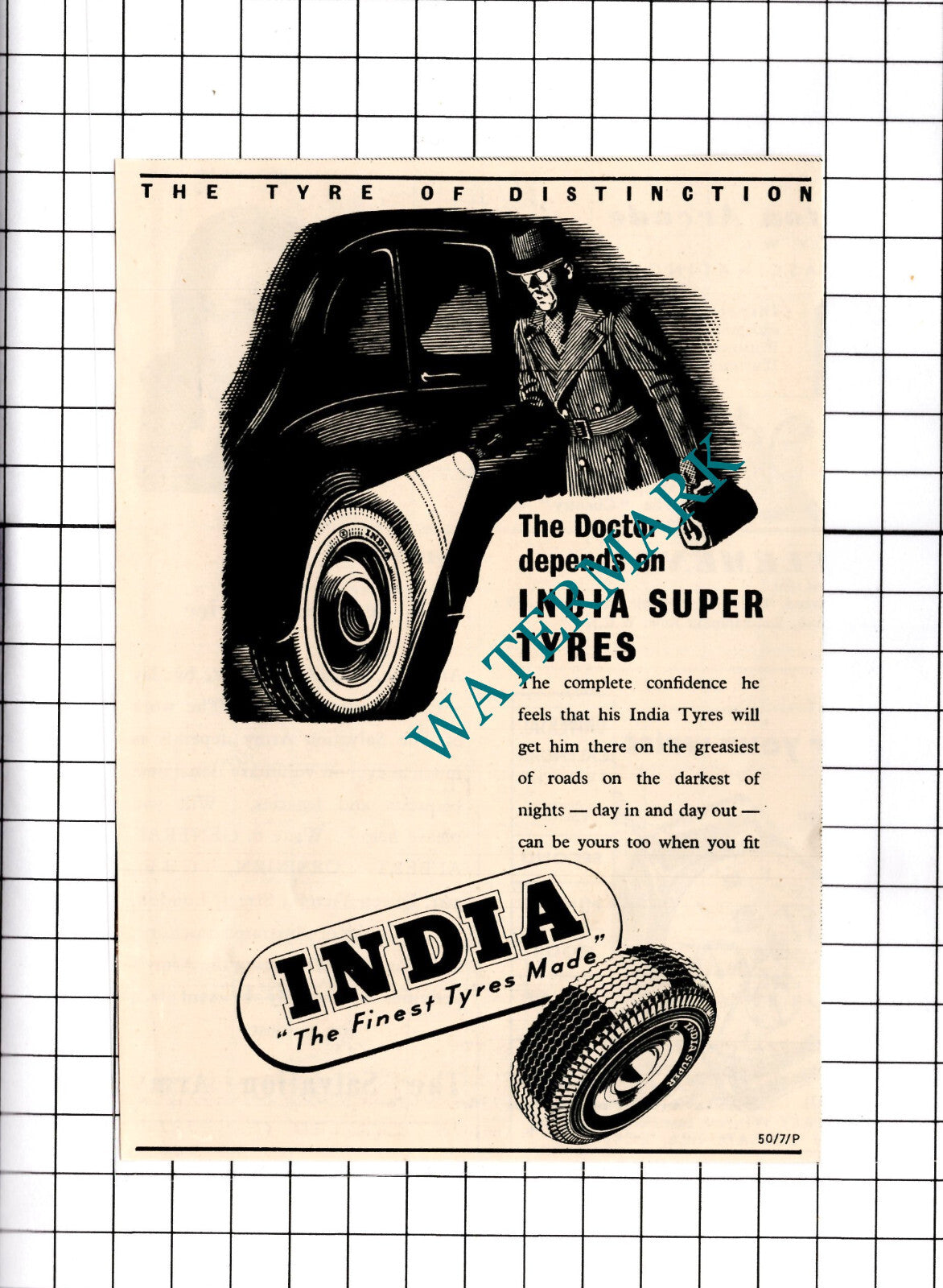 India Tyres Doctor Small Advert - 1950 Clipping / Print