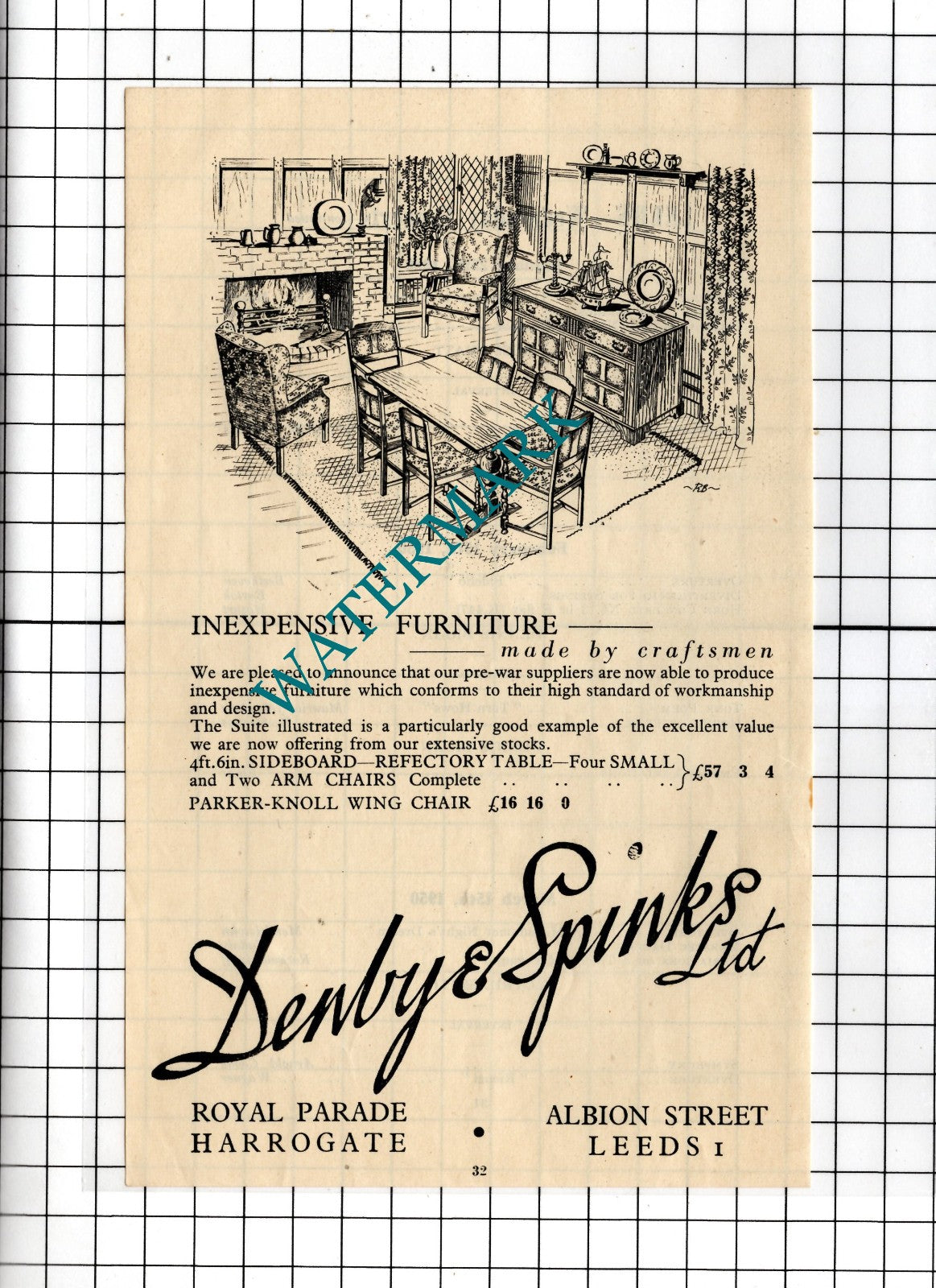 Denby & Spinks Ltd Harrogate Yorkshire Leeds Yorkshire - 1949  Advert