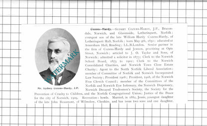 Harrington Wyndham Darrell / Sydney Cozens-Hardy Norwich - 1911 Clipping