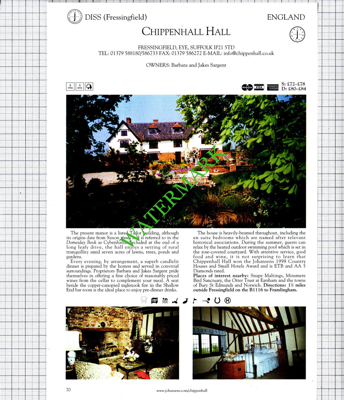 Chippenhall Hall Hotel Fressingfield / The Homestead Sponden Derby -2001 Cutting