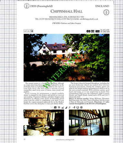 Chippenhall Hall Hotel Fressingfield / The Homestead Sponden Derby -2001 Cutting