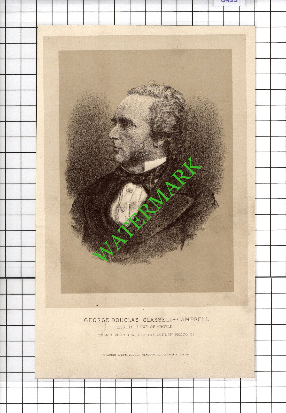 George Douglas Glassell-Campbell Eighth Duke Of Argyle - 1890's Small Print