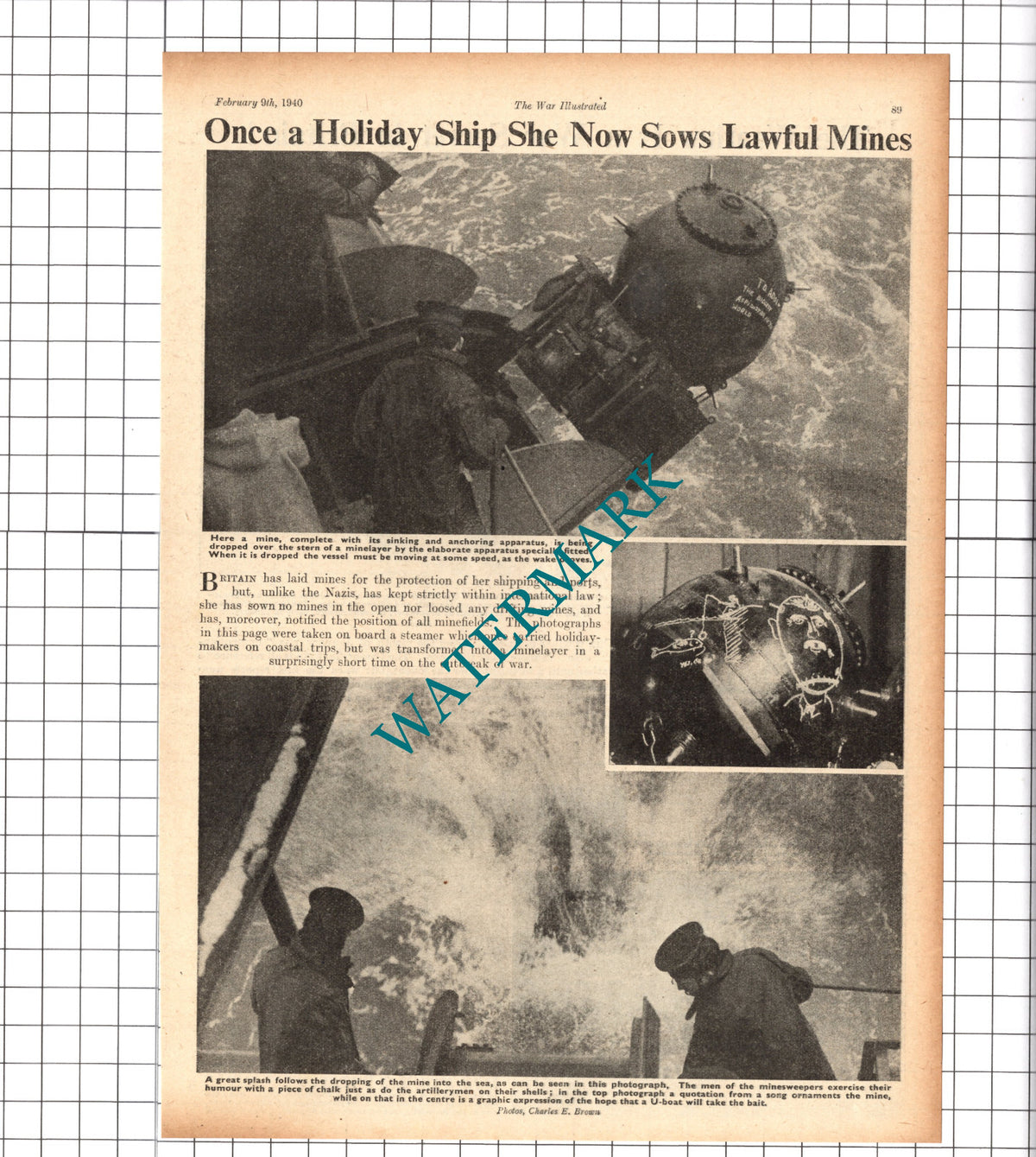 Mine Laying Boats Minesweepers World War Two WW2 -  1940 Clipping / Print