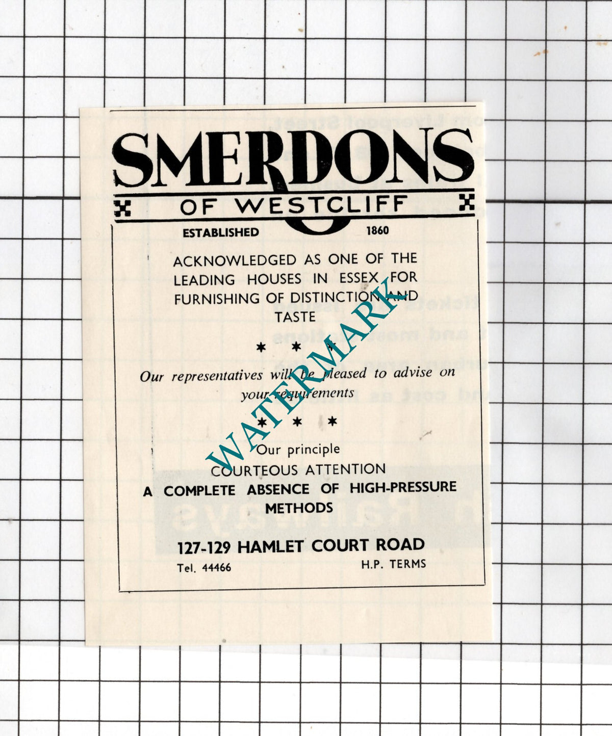 Smerdons Of Westcliff Essex - 1964 Small Advert