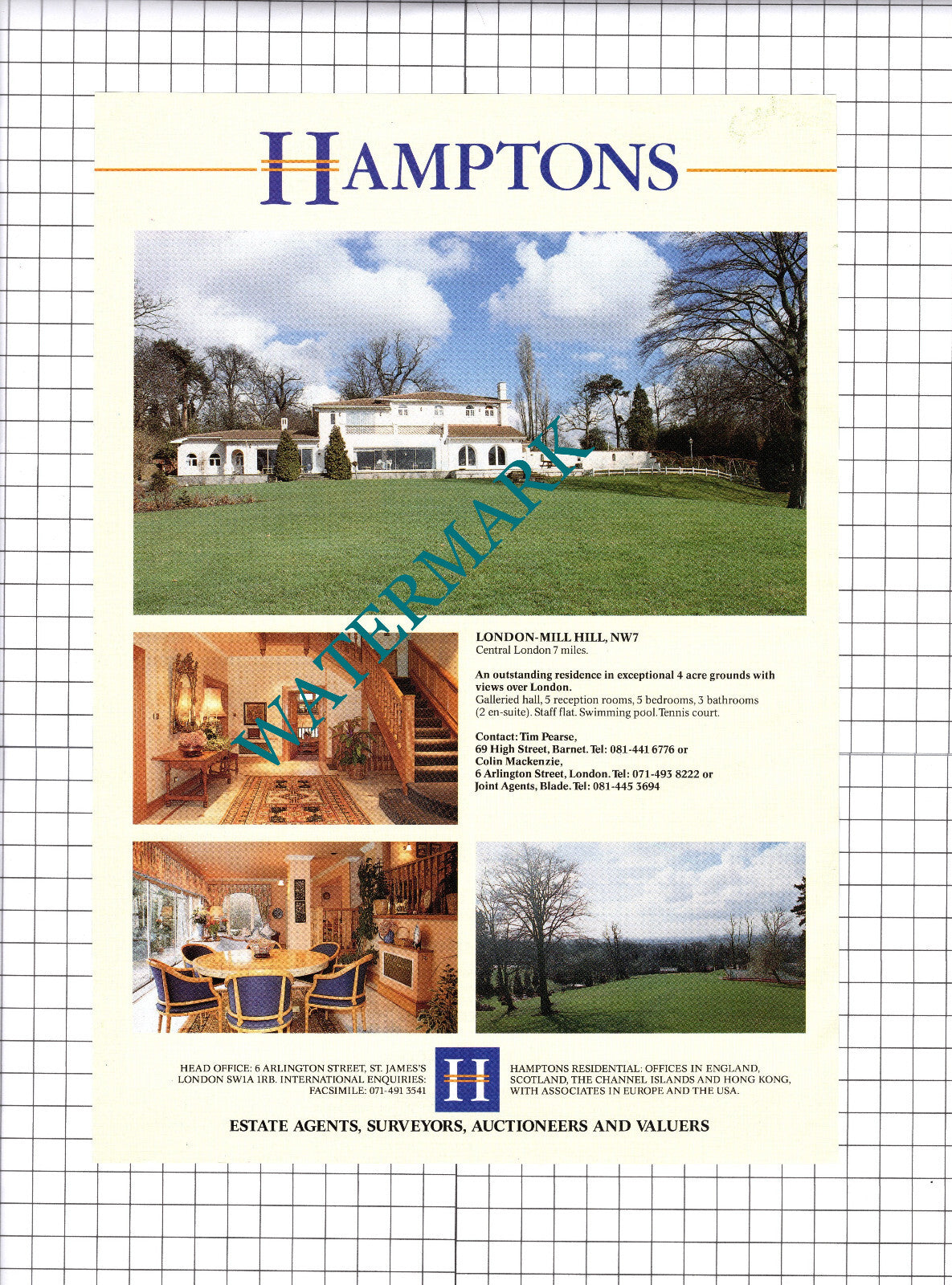 Mill Hill London NW7 Sale Advert - 1991 Clipping / Print
