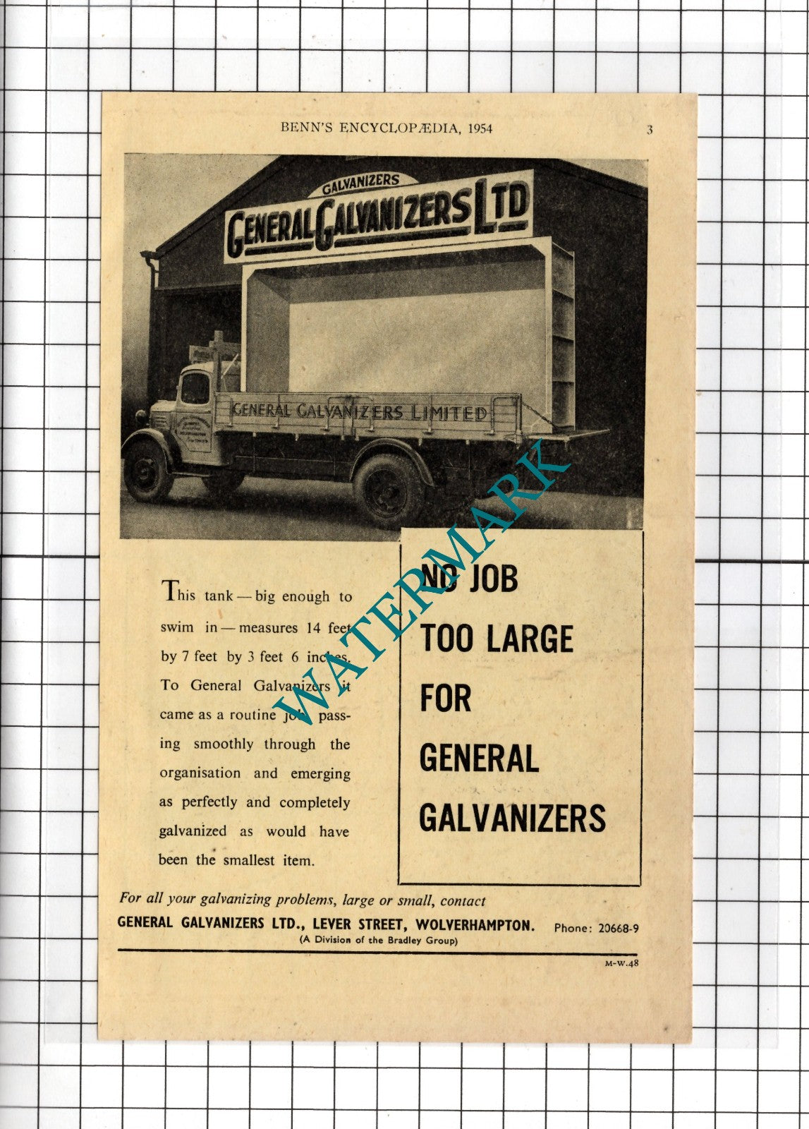 Morleys Birmingham Ltd / General Galvanizers Ltd Wolverhampton - 1954 Advert