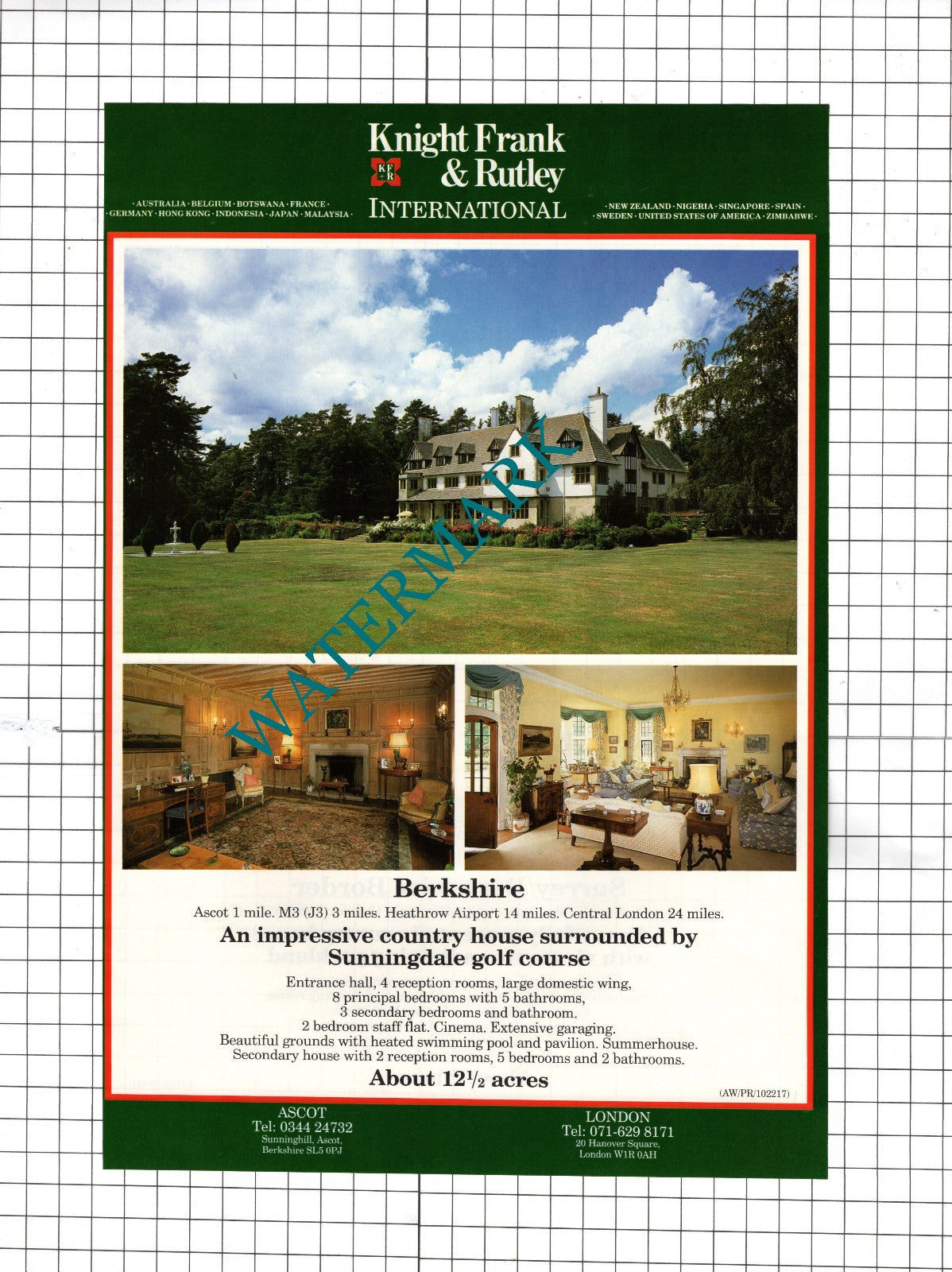 Ascot Berkshire / Wentworth Surrey  - 1991 House Sale Advert