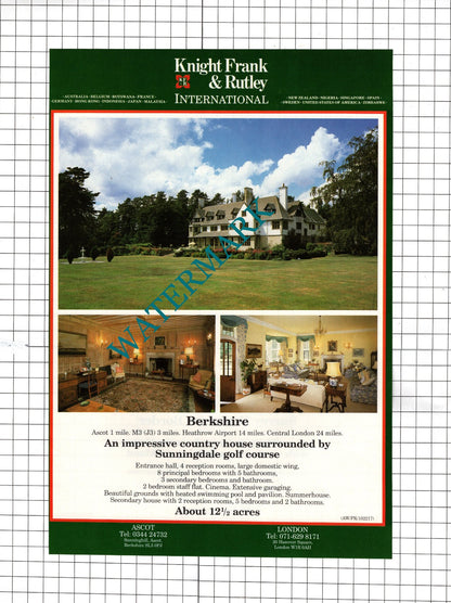 Ascot Berkshire / Wentworth Surrey  - 1991 House Sale Advert