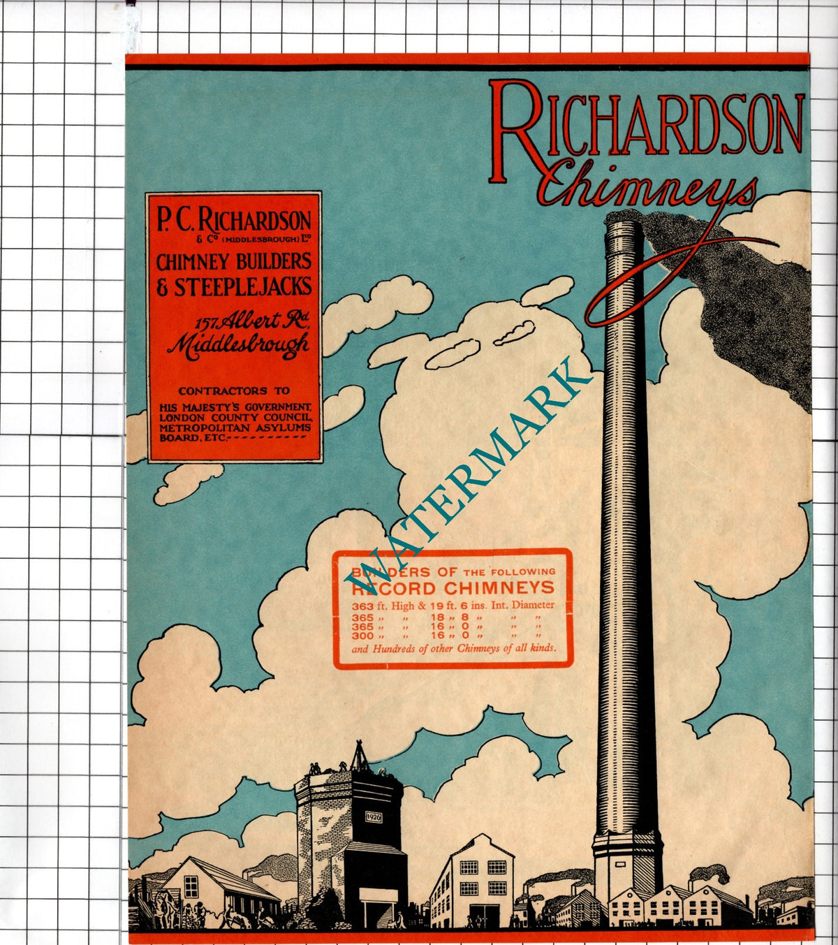 P C Richardson & Co Middlesbrough Ltd Richardson Chimneys - 1928 Advert
