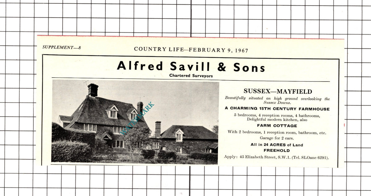 Mayfield Sussex  House Sale Advert  - 1967 Clipping