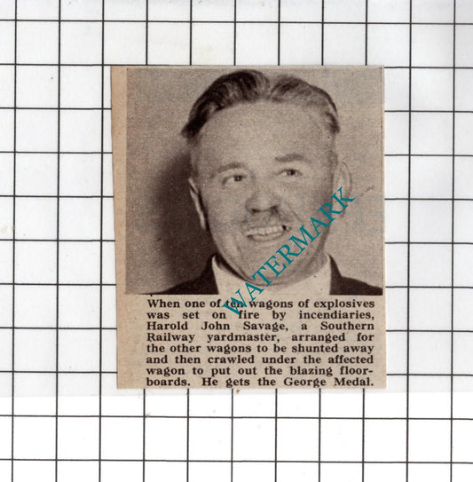 Harold John Savage Southern Railway WW2  -  1940's Small Clipping