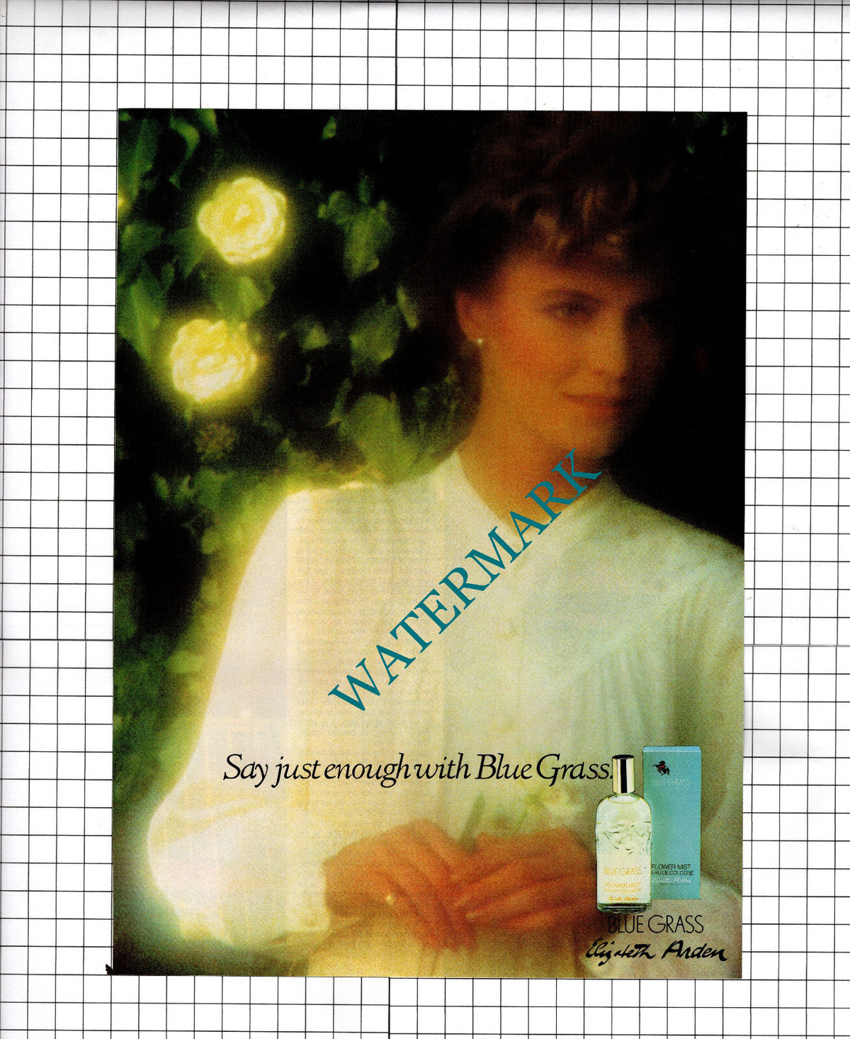 Blue Grass Elizabeth Arden VINTAGE ADVERT - 1980
