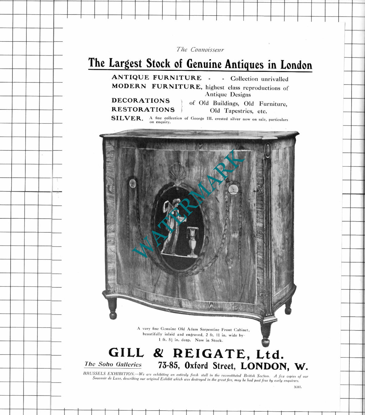 Gill & Reigate Ltd Oxford Street London - 1910 Advert