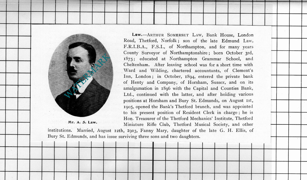 Christie Edwin Mauldon Sudbury Suffolk / Arthur Somerset Law - 1911 Clipping