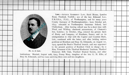 Christie Edwin Mauldon Sudbury Suffolk / Arthur Somerset Law - 1911 Clipping