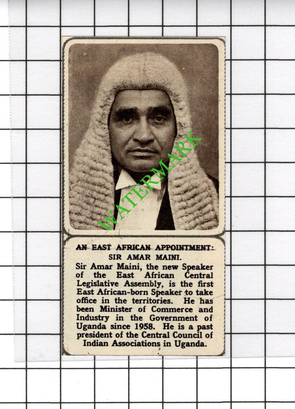 Sir Amar Maini - 1961 SMALL Cutting
