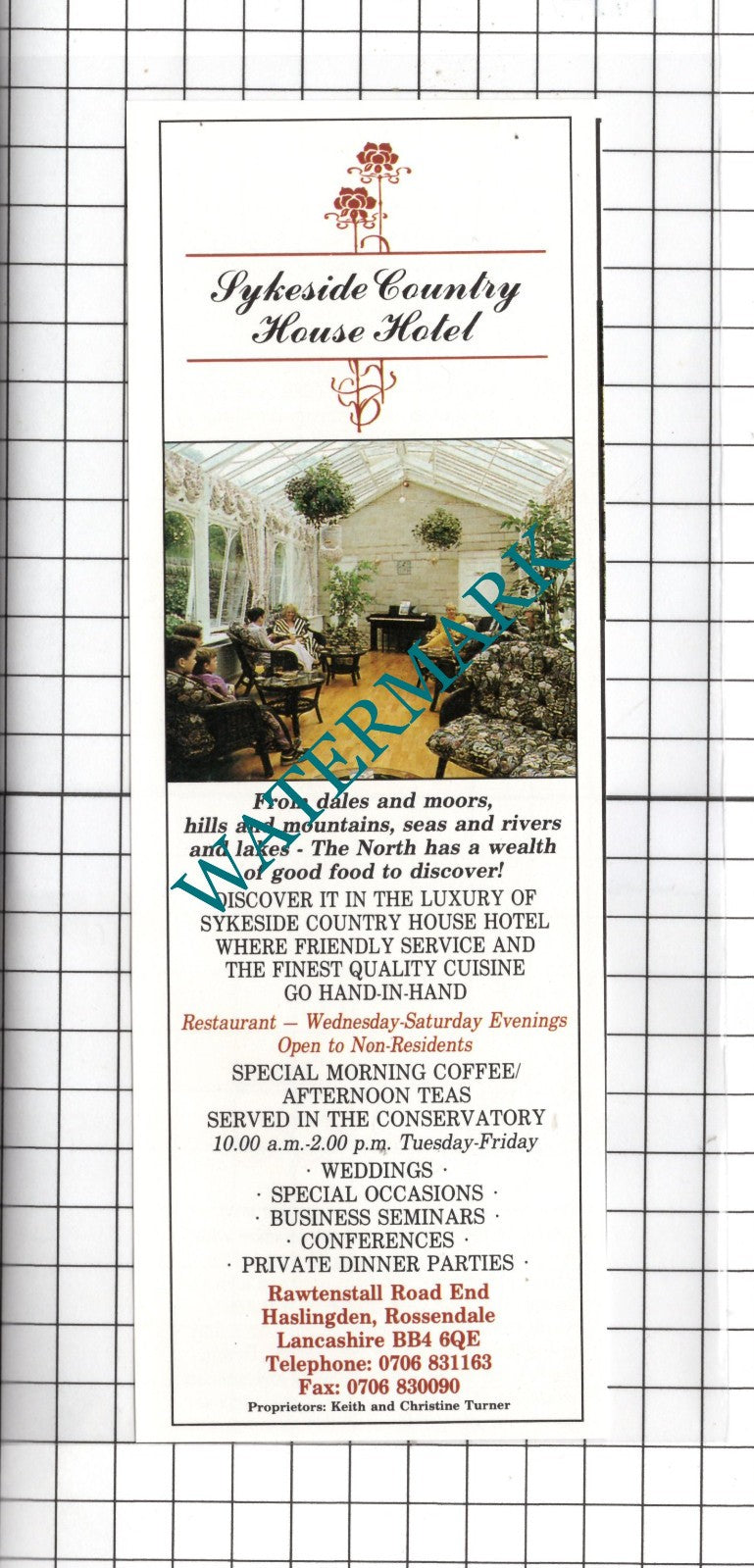 Sykeside Country House Hotel Haslington Lancashire   -c.1994 Small Advert