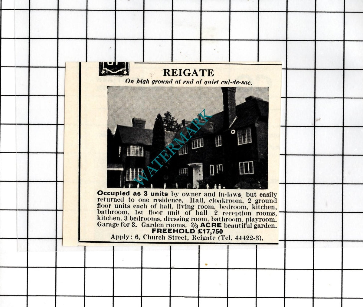 Reigate Surrey  - 1967 SMALL House Advert