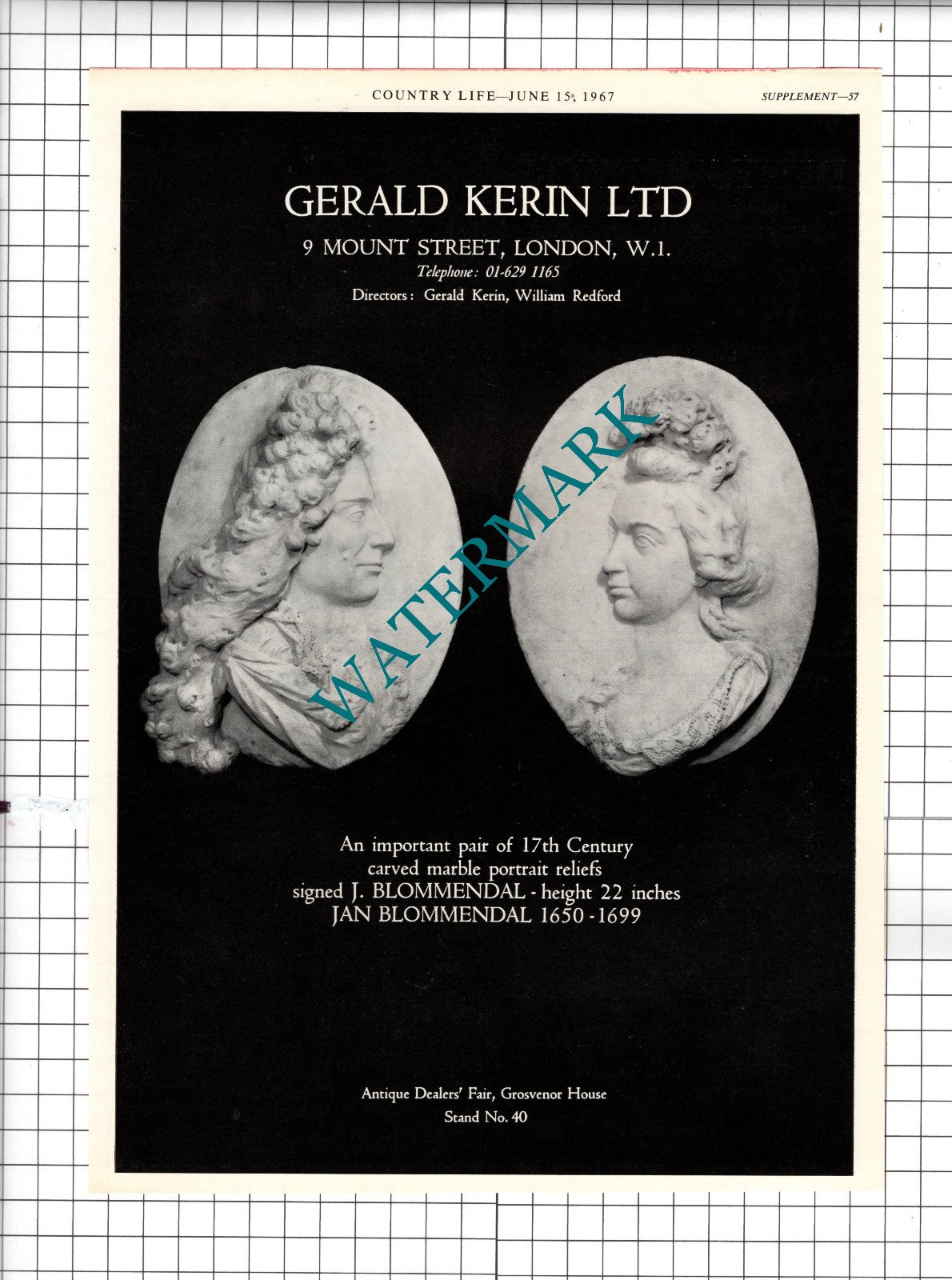 Gerald Kerin Ltd  9 Mount Street London ADVERT - 1967