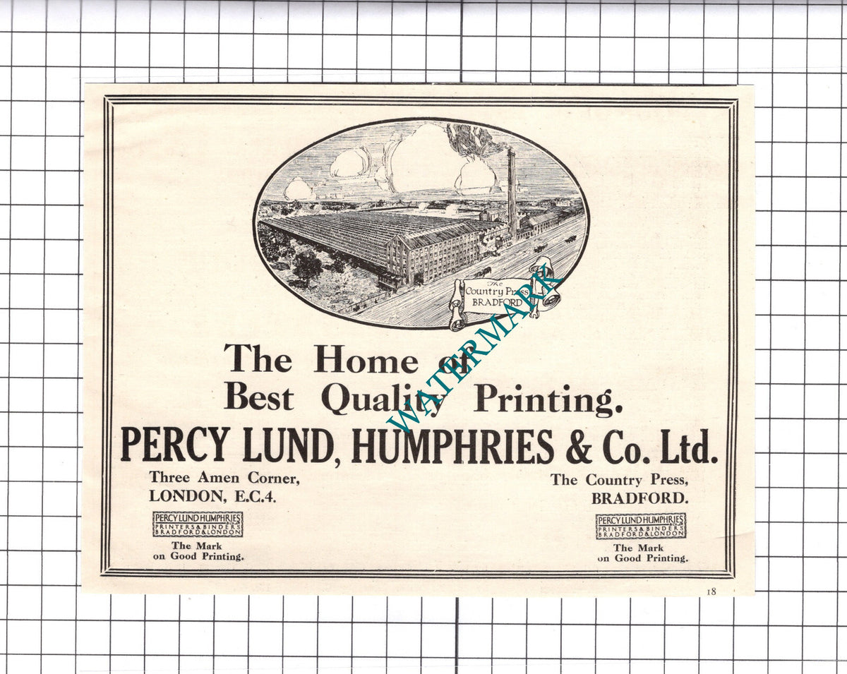 Percy Lund Humphries & Co Ltd Bradford Advert  The Country Press - 1919 Clipping