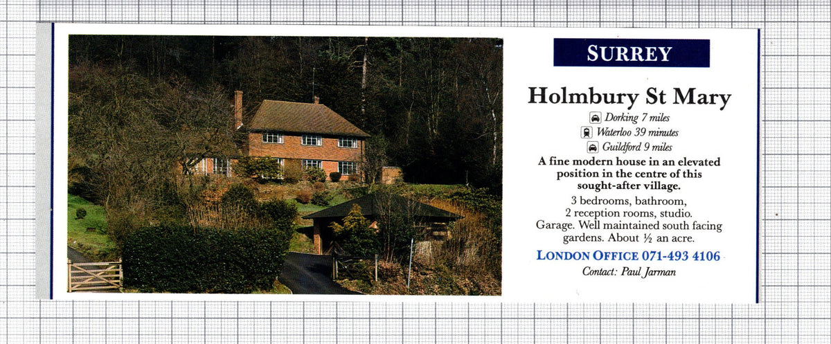 Holmbury St Mary Surrey House Sale Advert -  1991 Cutting