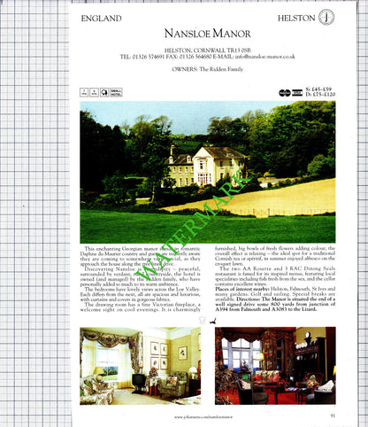 Nansloe Manor Helston Cornwall Ridden / The Steppes Ullingswick  - 2001 Cutting