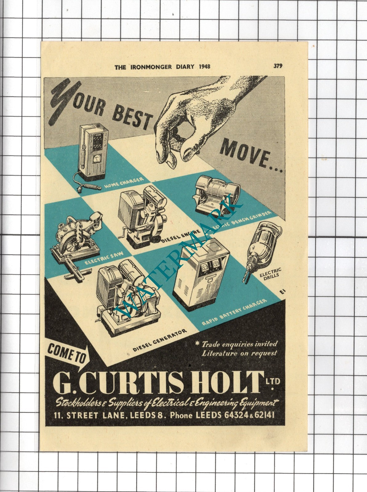 G Curtis Holt Ltd 11 Street Lane Leeds Yorkshire   - 1948 Advert