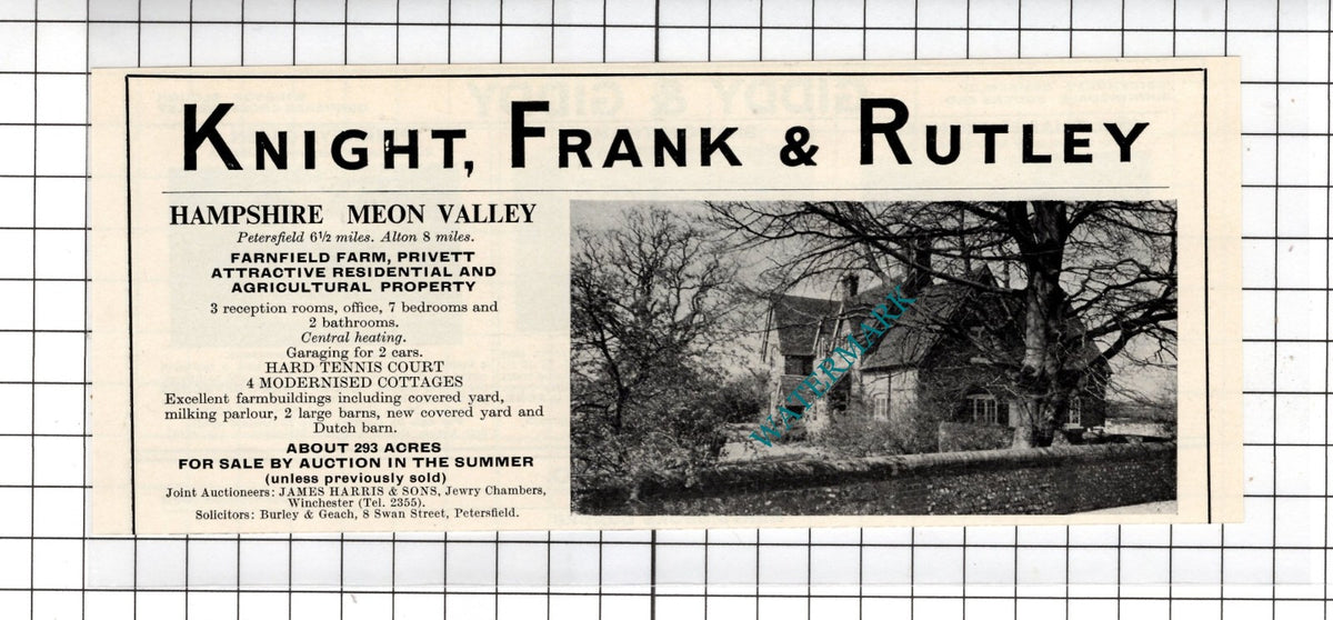 Farnfield Farm Privett Hampshire  - 1967   House Sale Advert