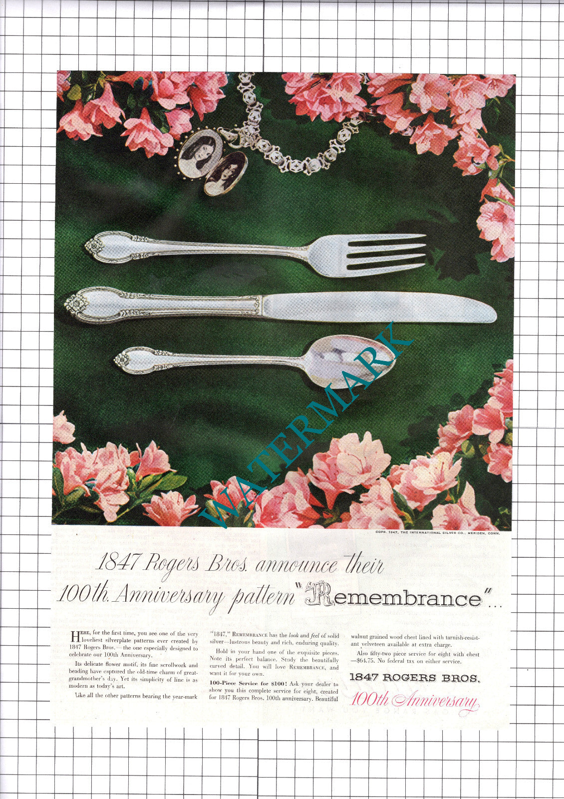 1847 Rogers Bros Rememberance  ADVERT -   1947 Clipping / Print
