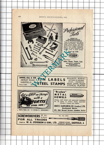 Maun Industries Ltd Mansfield / John Shaw Tools Ltd Bushbury - 1954 Advert