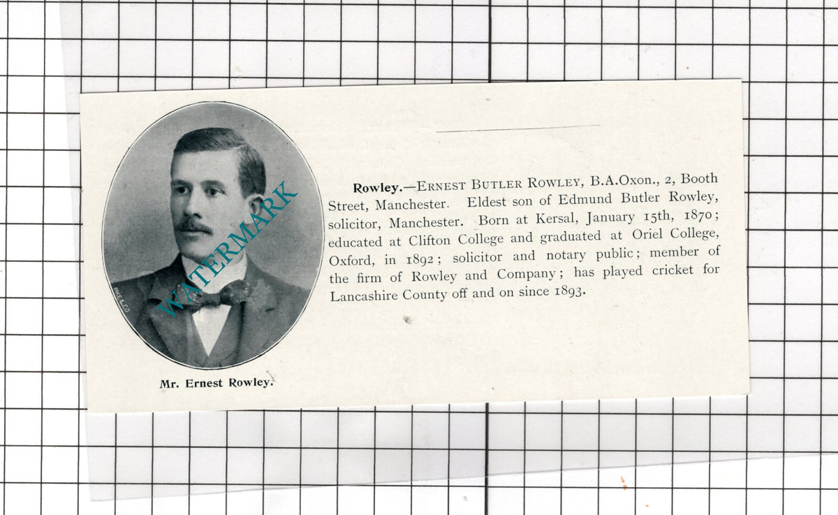 Ernest Butler Rowley Manchester Walter Scott Lyndholme Knutsford  c.1900 Cutting