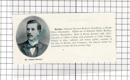 Ernest Butler Rowley Manchester Walter Scott Lyndholme Knutsford  c.1900 Cutting