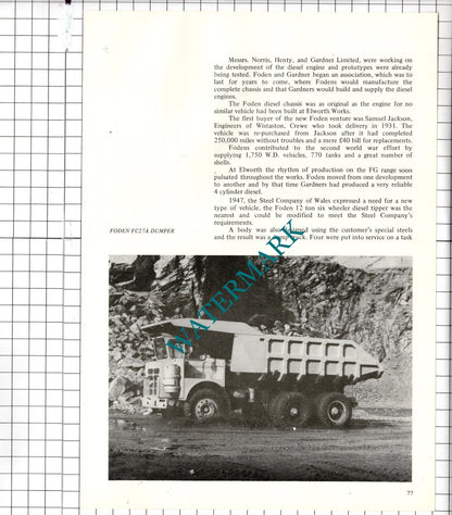 Fodens Ltd Sandbach Cheshire Mr Edwin Foden - 1979 Article