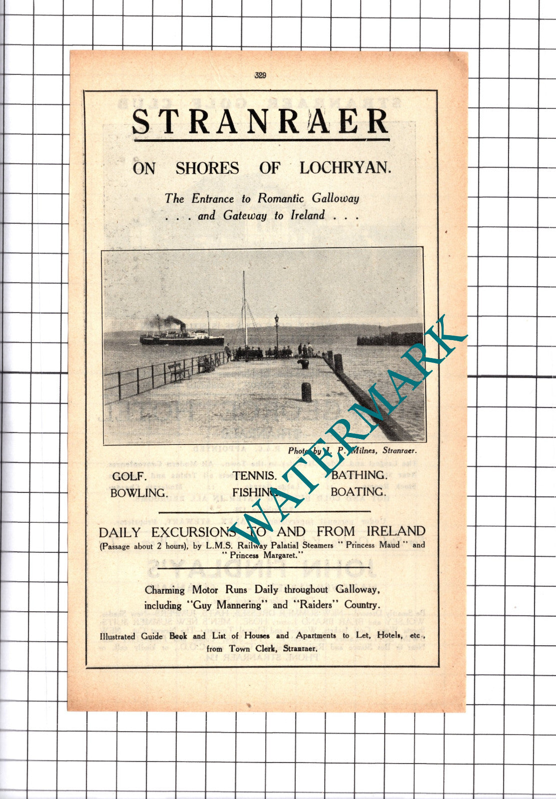 Stranraer Scotland Holiday Advert / Stranraer Golf Club Advert  -  1939 Cutting