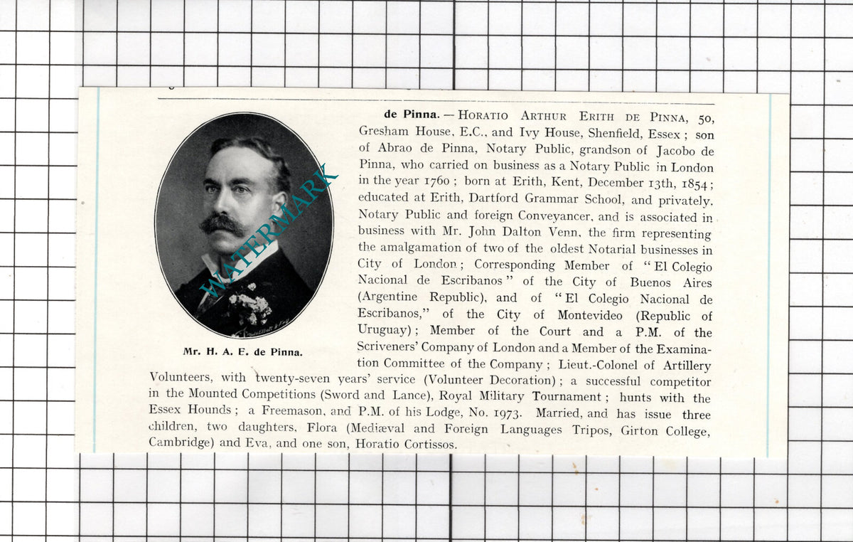 Horatio Arthur Erith De Pinna Ivy House Shenfield Essex  - c.1905 Clipping