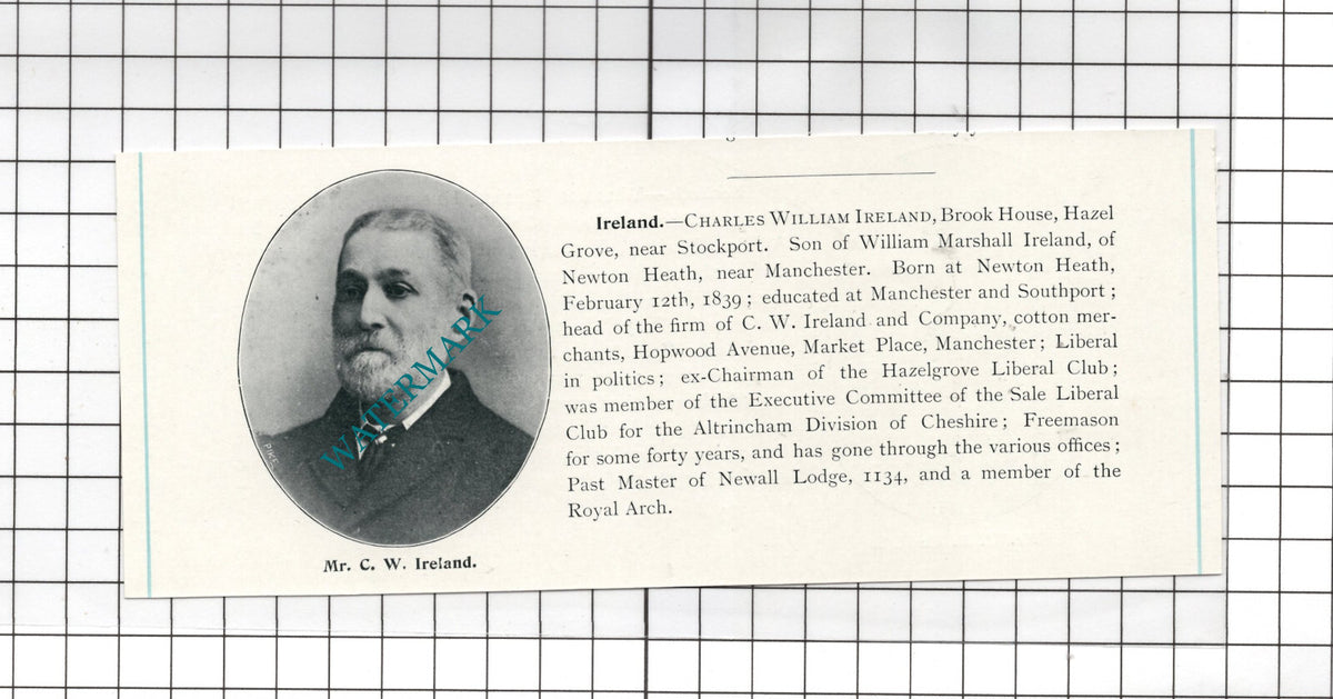 William Henry Hesketh Old Trafford /   Charles Ireland Stockport  c.1900 Cutting