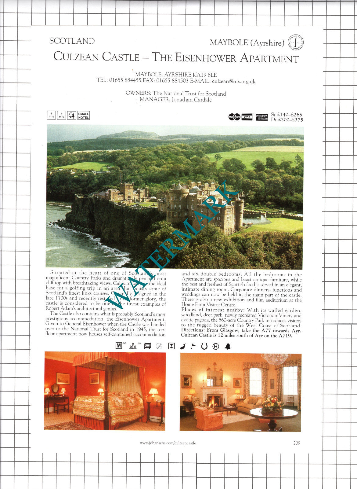 Culzean Castle Maybole Ayrshire / Boath House Auldearn Advert - c.2001 Cutting