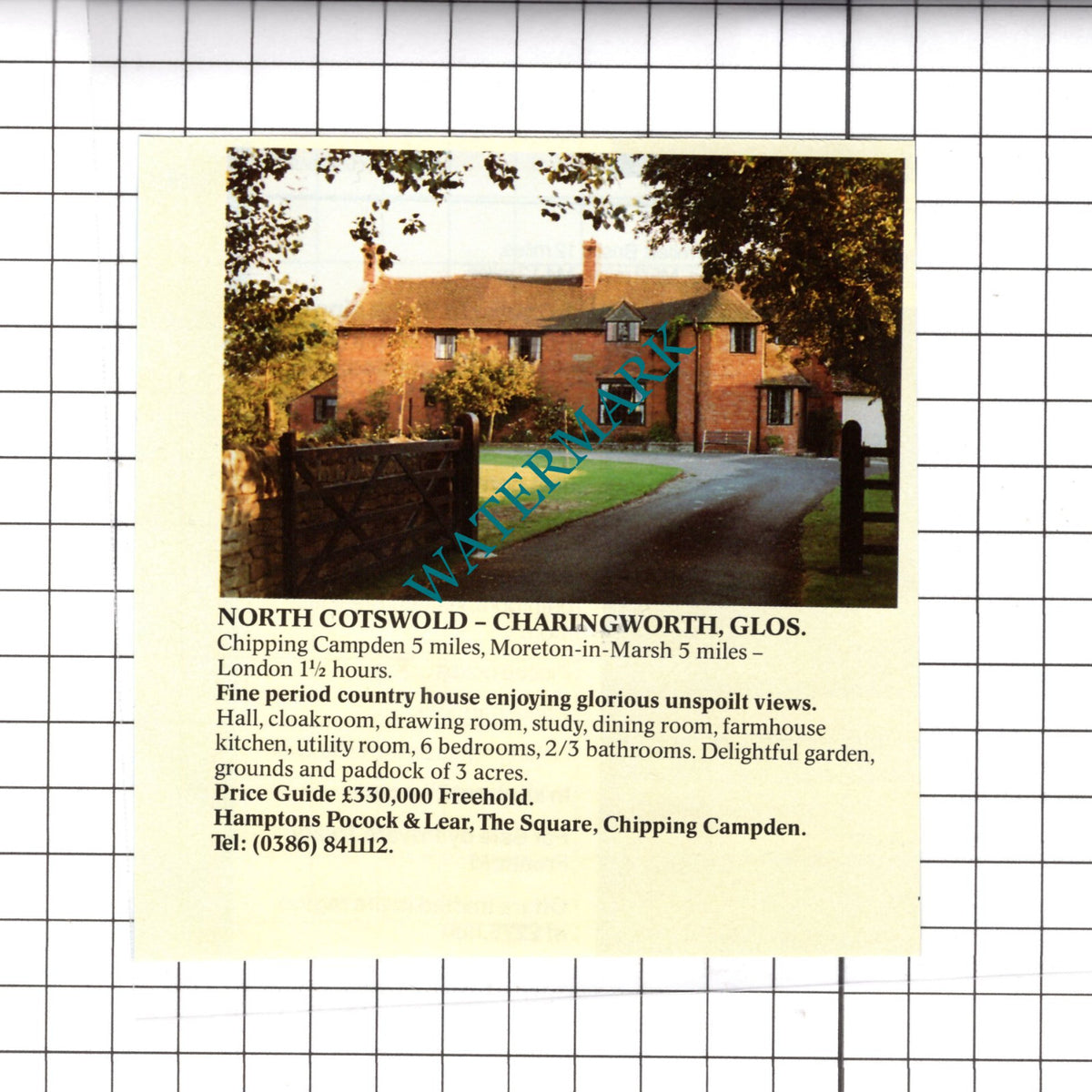 Charingworth Gloucestershire House Sale Advert - c.1990 Clipping / Print