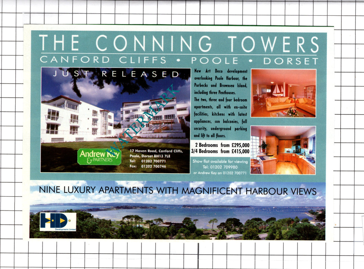 The Conning Towers Canford Cliffs Poole Dorset Flat Sale Advert - 1998 Clipping