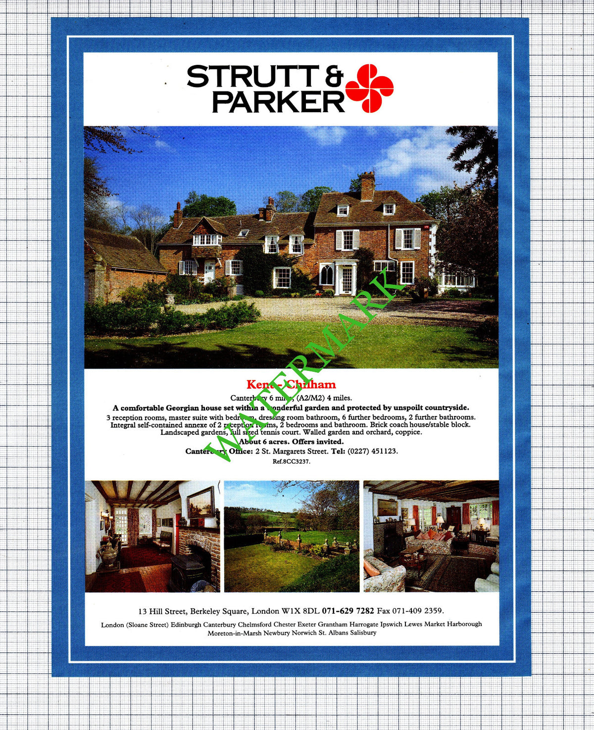 Chilham Kent House  Sale Advert - 1991 Cutting