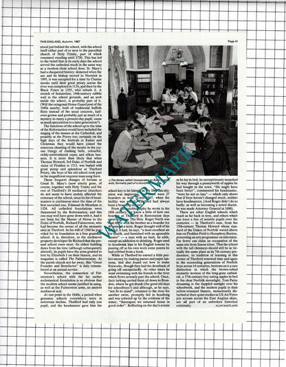 Thetford Grammar School - 1987 Article / Print