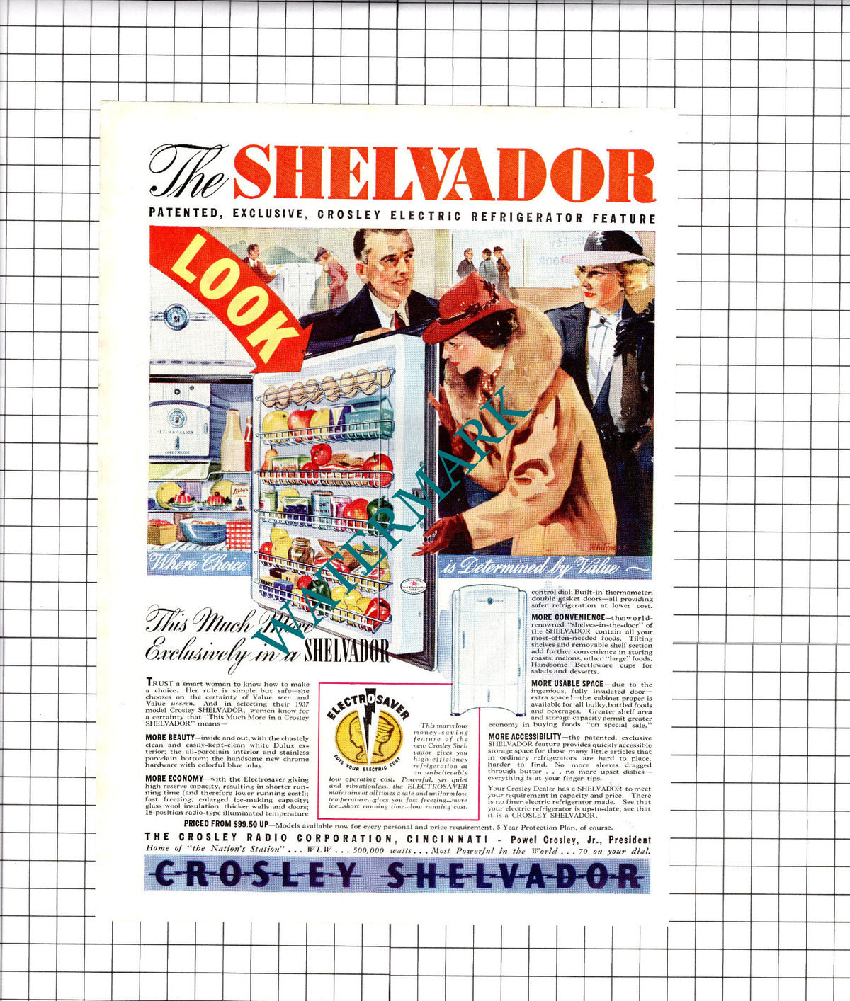 Crosley Shelvador Refrigerator Advert - 1937 Clipping / Print