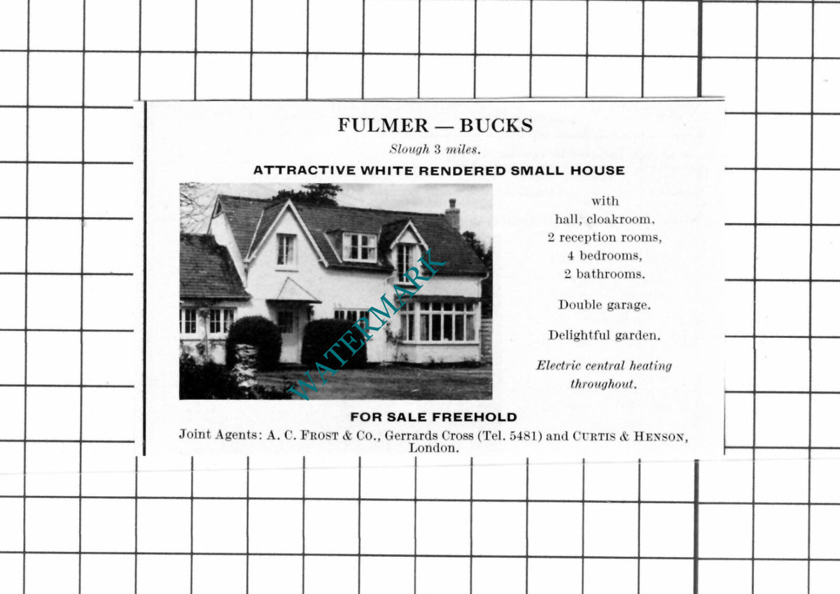 Fulmer Buckinghamshire SMALL House Sale Advert  - 1967 Clipping