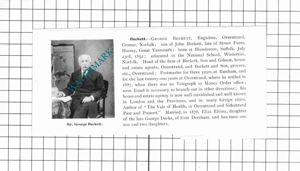 Lt Col Philip Edward Back Oulton Broad / George Beckett Overstrand 1911 Clipping