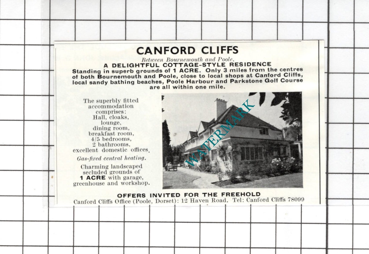 Canford Cliffs Dorset Small House Sale Advert - 1972